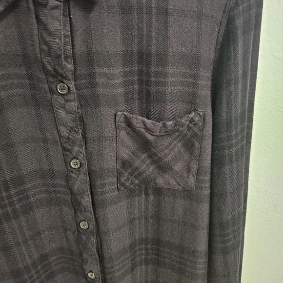 Rails Hunter Plaid Relaxed Fit Shirt Button-down Gray & Black Onyx/Jet Sz Small - Picture 5 of 12